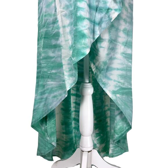 Anthropologie Gypsy 05 Silk Strapless Tie Dye Maxi Dress Green Asymmetrical Hem - Picture 3 of 7